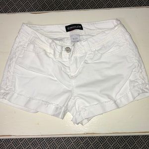White jean shorts